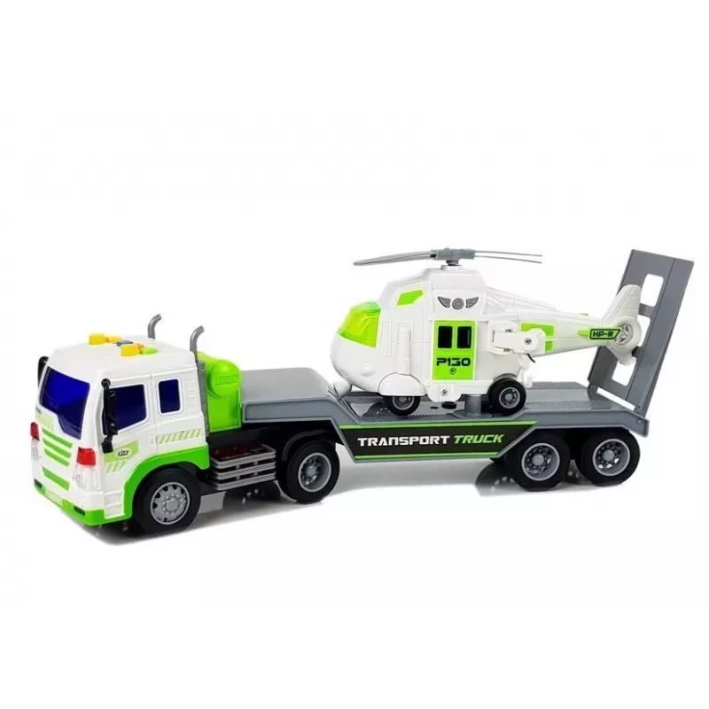 LEAN TOYS Auto kuljetusauto paristoilla 1:16 helikopterilla