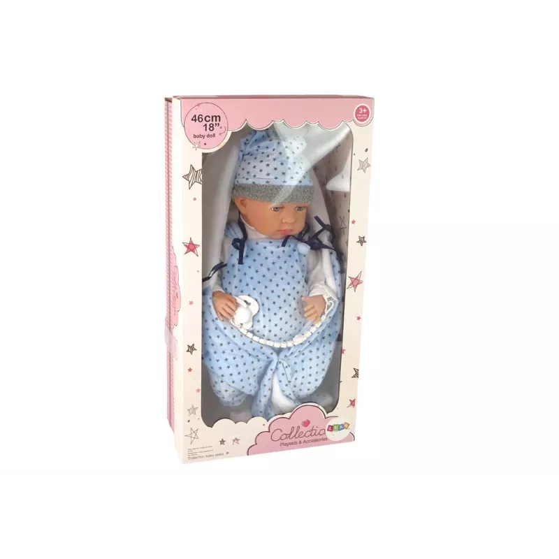 LEAN TOYS vauvanukke 46 cm sininen tutti tähtipeitto