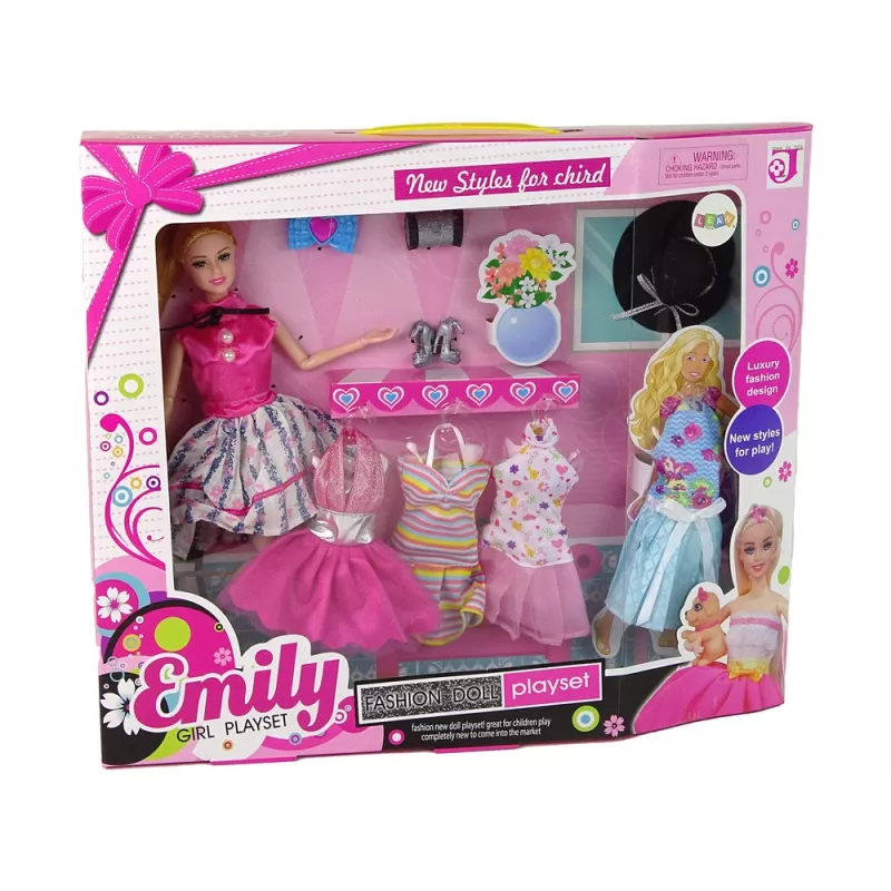 LEAN TOYS nukke Emily vauva tarvikkeet irrotettavat mekot