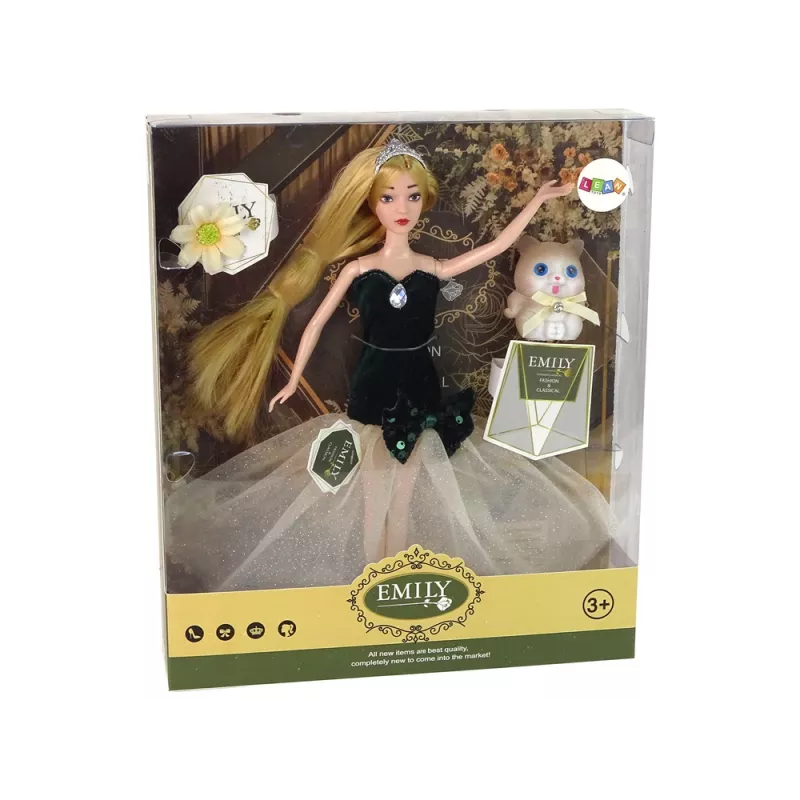 LEAN TOYS nukke Emily vauva pitkä hius kissanpentu kukka