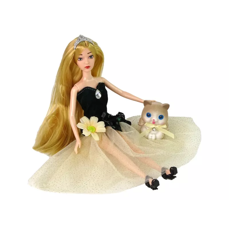 LEAN TOYS nukke Emily vauva pitkä hius kissanpentu kukka