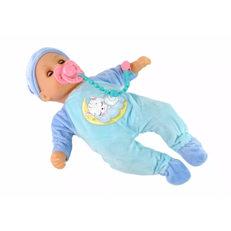 LEAN TOYS vauvanukke ääni tutti ruokalappu sininen kissa pyjama