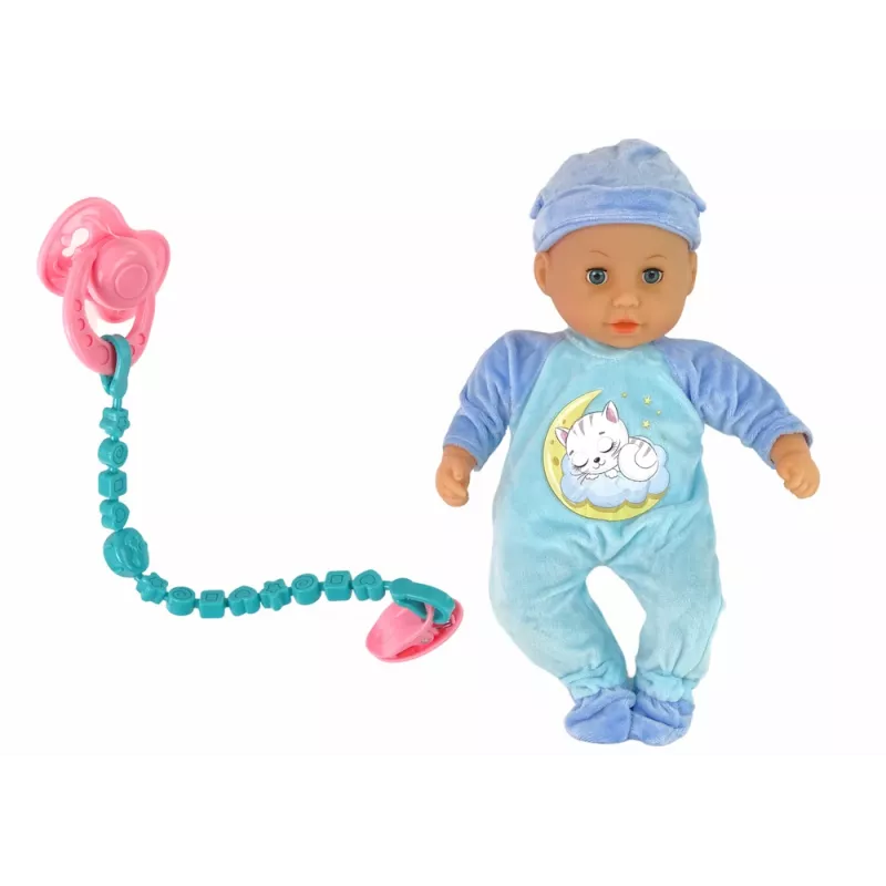 LEAN TOYS vauvanukke ääni tutti ruokalappu sininen kissa pyjama