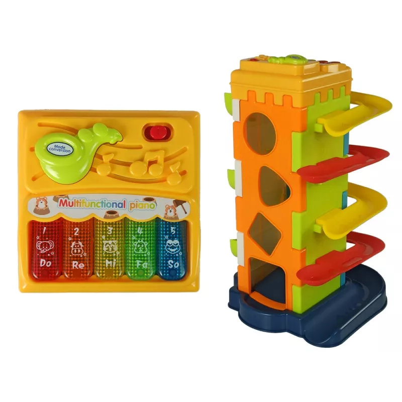 LEAN TOYS palloliukumäki opetuksellinen palikkalajittelija pianolla
