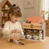 LEAN TOYS Barista-setti kahvinkeitin puiset lisäosat pinkki
