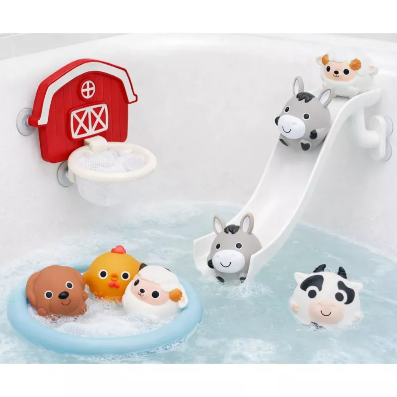 LEAN TOYS kylpyammelelut lemmikit maatila liukumäki kori siivilä 10 kpl