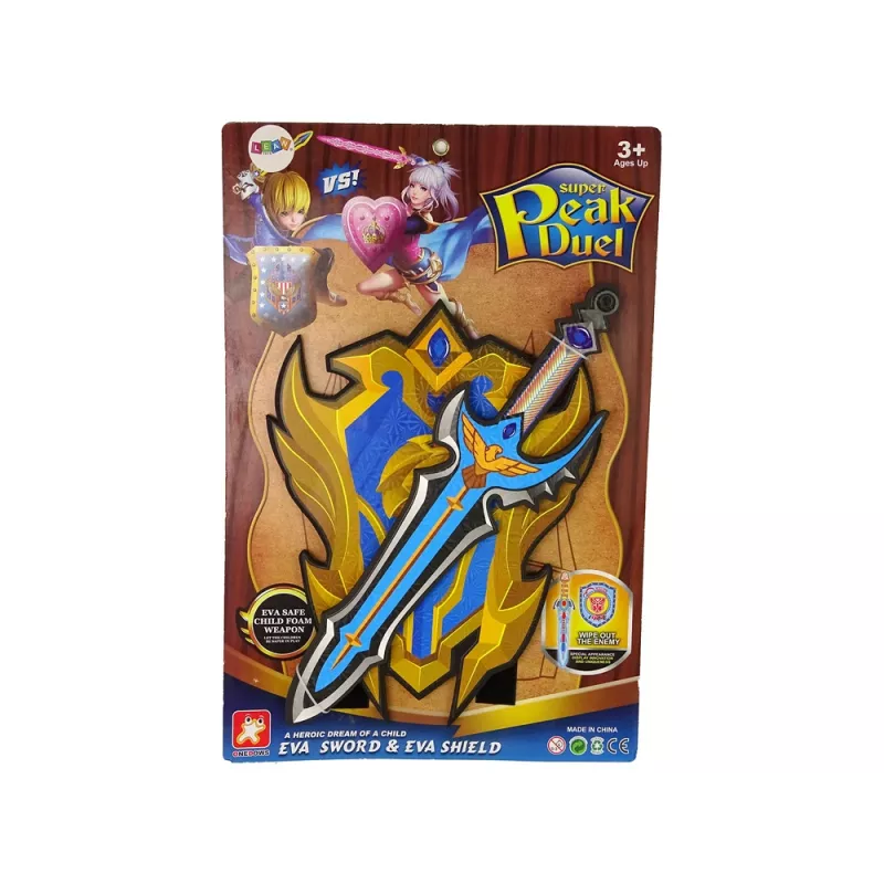 LEAN TOYS sininen Warrior miekka-kilpi-sarja EVA-vahdosta