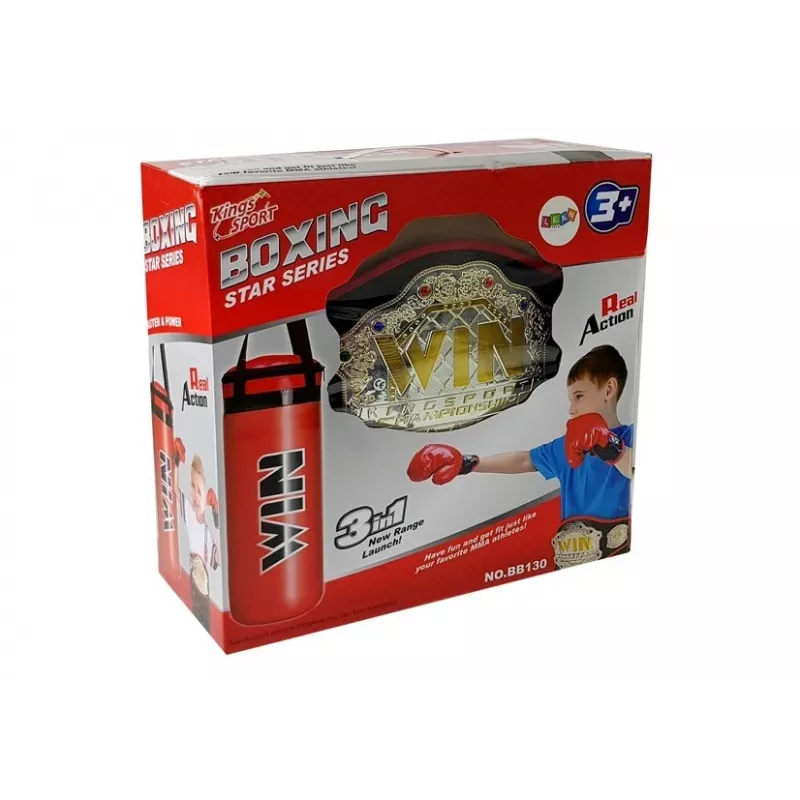 LEAN TOYS Boksisarja, nyrkkeilysäkki, hanskat, vyö