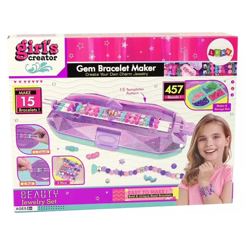 LEAN TOYS Rannekorun valmistussarja värikkäillä helmillä ja säilytyslaatikolla