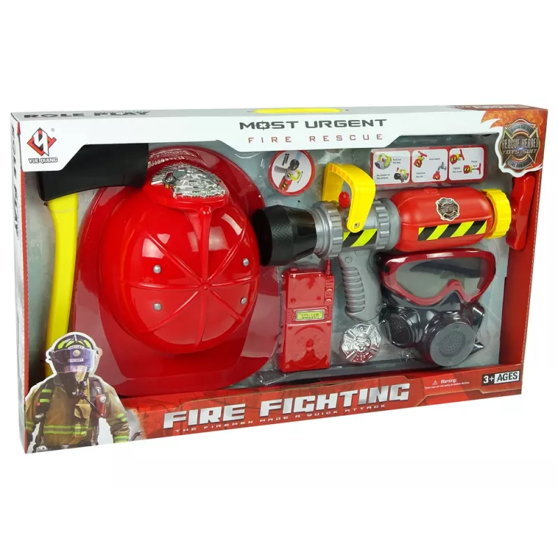 LEAN TOYS prikaatisetti sammutin vesinaamio kypärä punainen