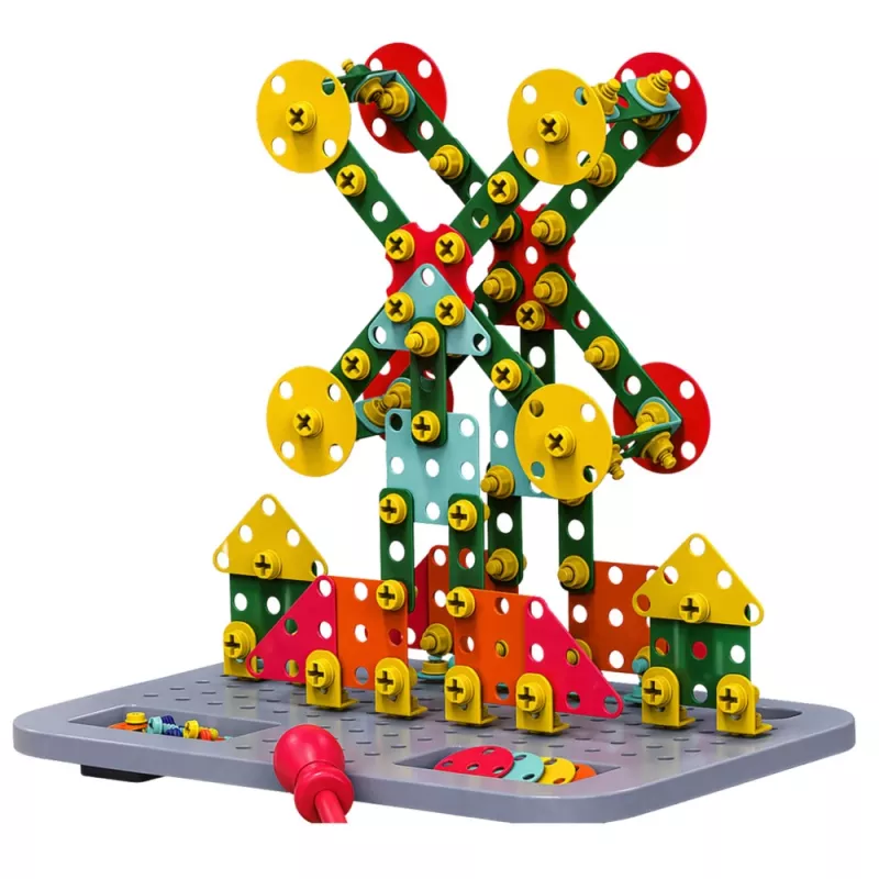 LEAN TOYS rakennuspalikat laatikossa DIY-rakennussarja ruuvimeisselillä