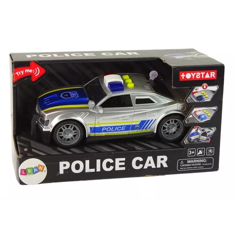 LEAN TOYS auto poliisi 1:14 valot äänet hopea
