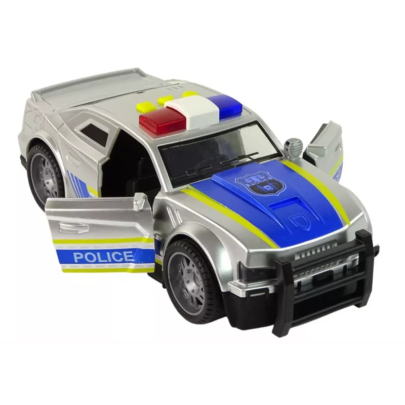 LEAN TOYS auto poliisi 1:14 valot äänet hopea