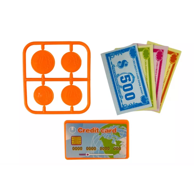 LEAN TOYS Kassa vaa'alla keksipaketit, paristo ja skanneri