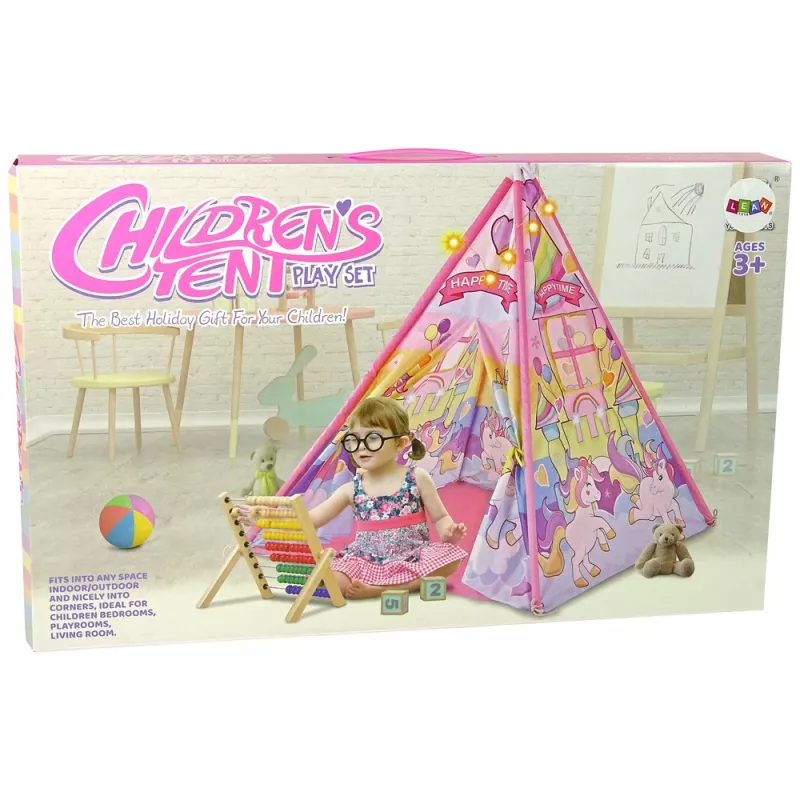 LEAN TOYS Lasten valaistu teltta yksisarvinen ponit pinkki
