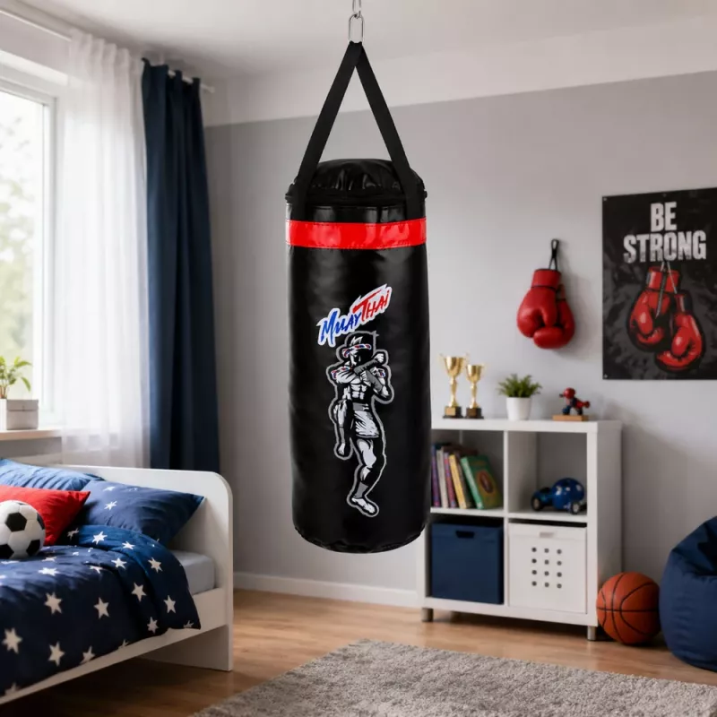 LEAN TOYS lasten nyrkkeilysäkki-sarja MUAY THAI -hanskat 55x17cm M