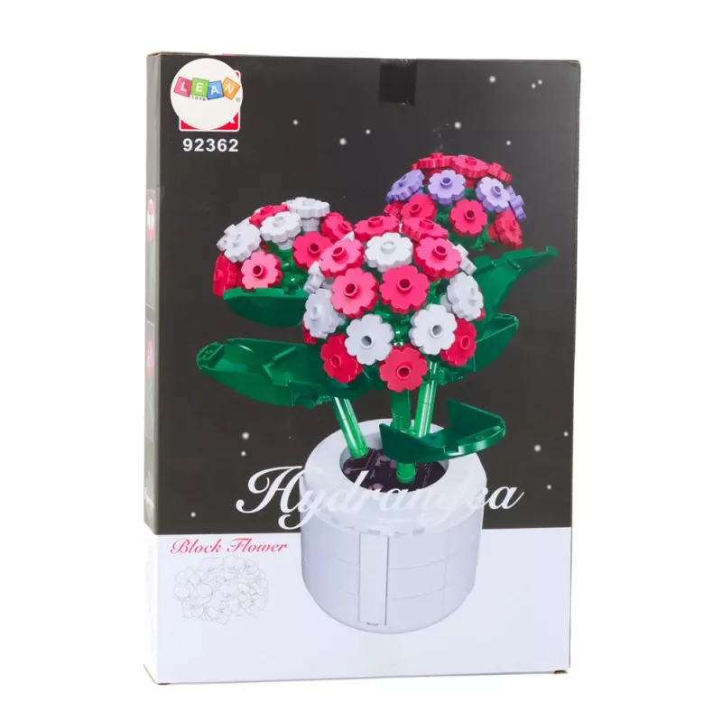 LEAN TOYS rakennuspalat vaaleanpunainen hortensia ruukussa 342 osaa
