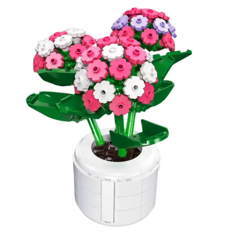 LEAN TOYS rakennuspalat vaaleanpunainen hortensia ruukussa 342 osaa