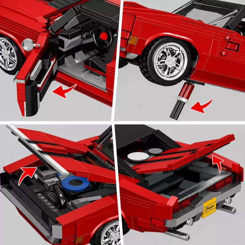 LEAN TOYS rakennuspalikat urheiluauto Charger punainen 1869 osaa