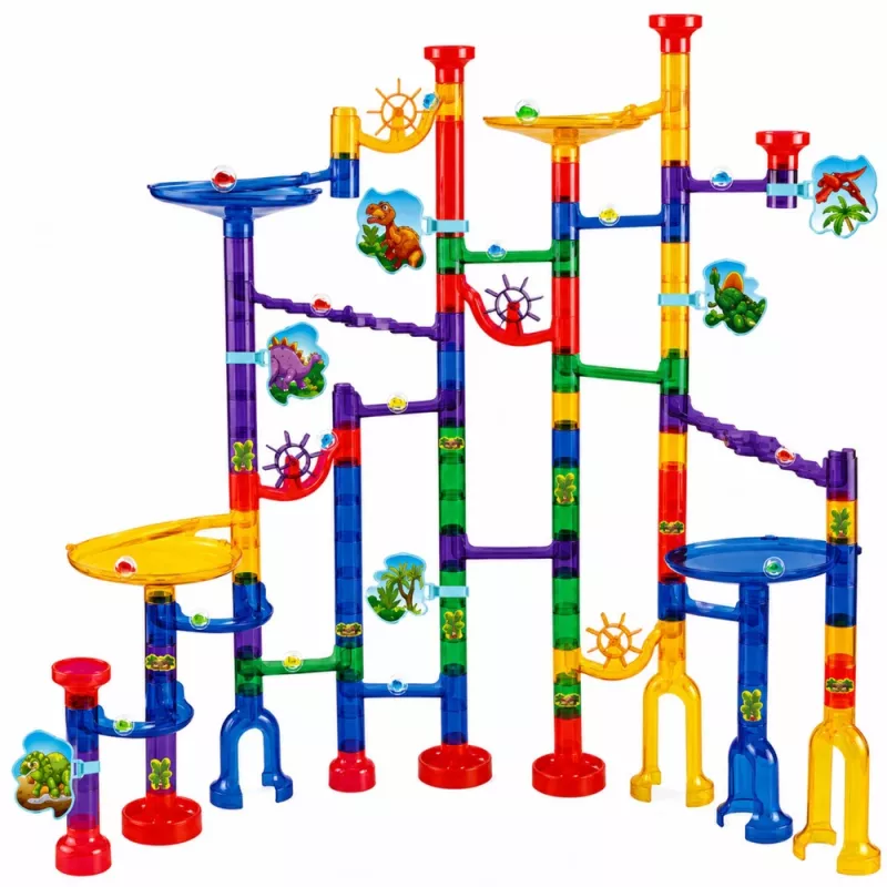 LEAN TOYS rakennussarja pallorata tunneli värikkäät dinosaurukset 192 osaa