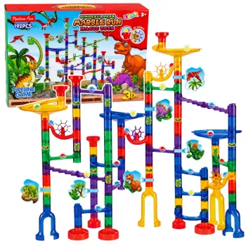 LEAN TOYS rakennussarja pallorata tunneli värikkäät dinosaurukset 192 osaa