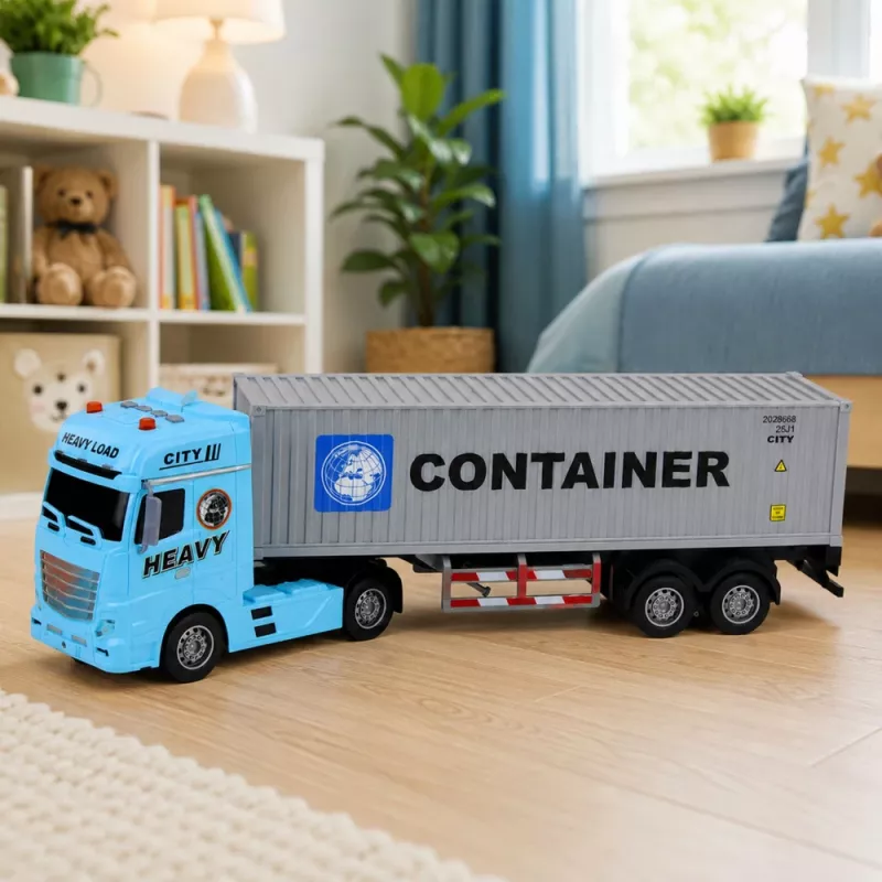 LEAN TOYS konttirekka avautuvin ovin, valo ja ääni – sininen, 54 cm