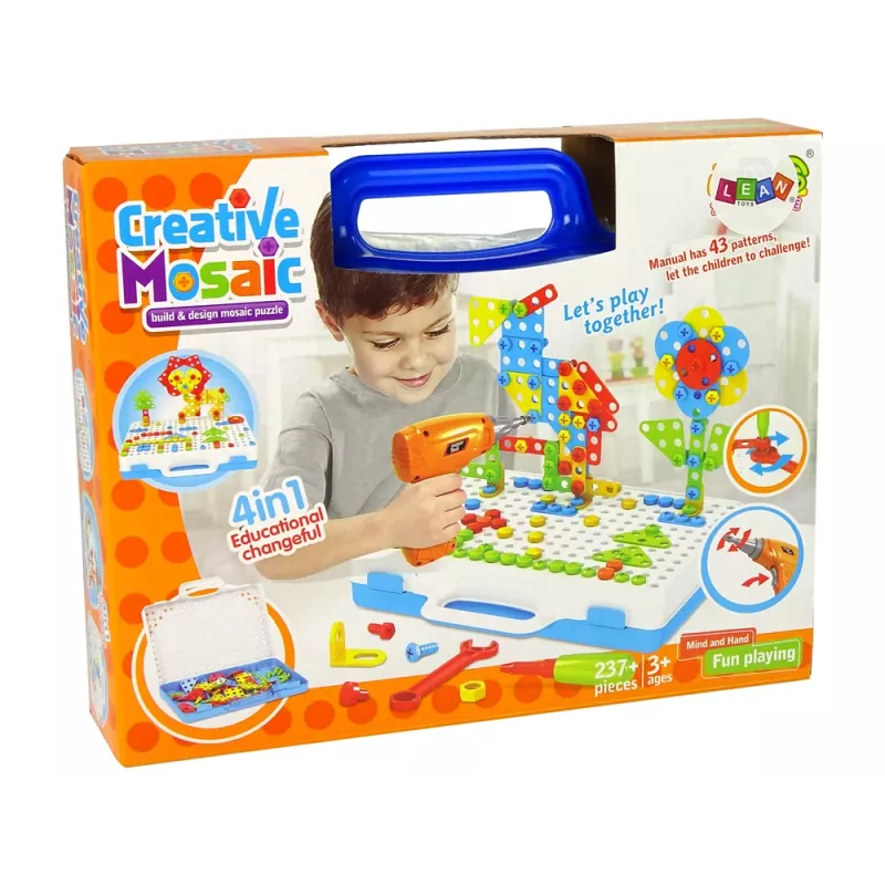 LEAN TOYS luova mosaiikkipalapeli 4in1 ruuvimeisseli 237 osaa