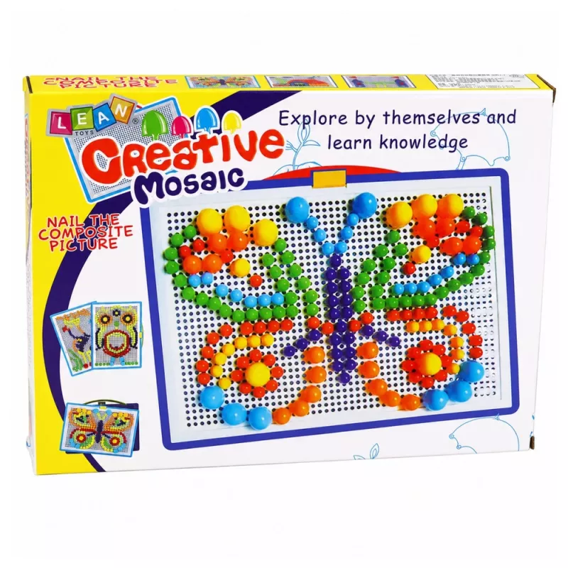 LEAN TOYS Luova setti nappimosaiikkipalapeli sieninastat laukku 300 kpl