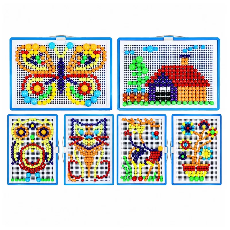 LEAN TOYS Luova setti nappimosaiikkipalapeli sieninastat laukku 300 kpl