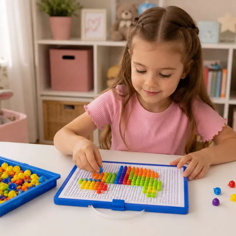 LEAN TOYS Luova setti nappimosaiikkipalapeli sieninastat laukku 300 kpl