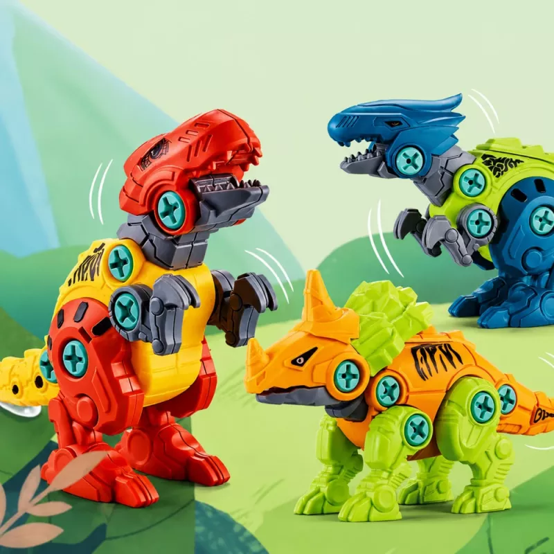 LEAN TOYS dinosaurusrakennuspalikat ruuvaussarja ruuvimeisselillä 4-in-1