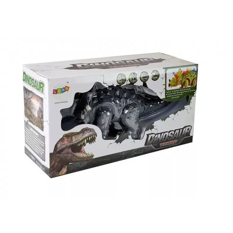 LEAN TOYS paristokäyttöinen dinosaurus Triceratops harmaa
