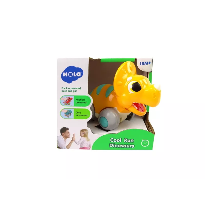 LEAN TOYS dinosaurus pyörillä keltainen Triceratops-figuuri