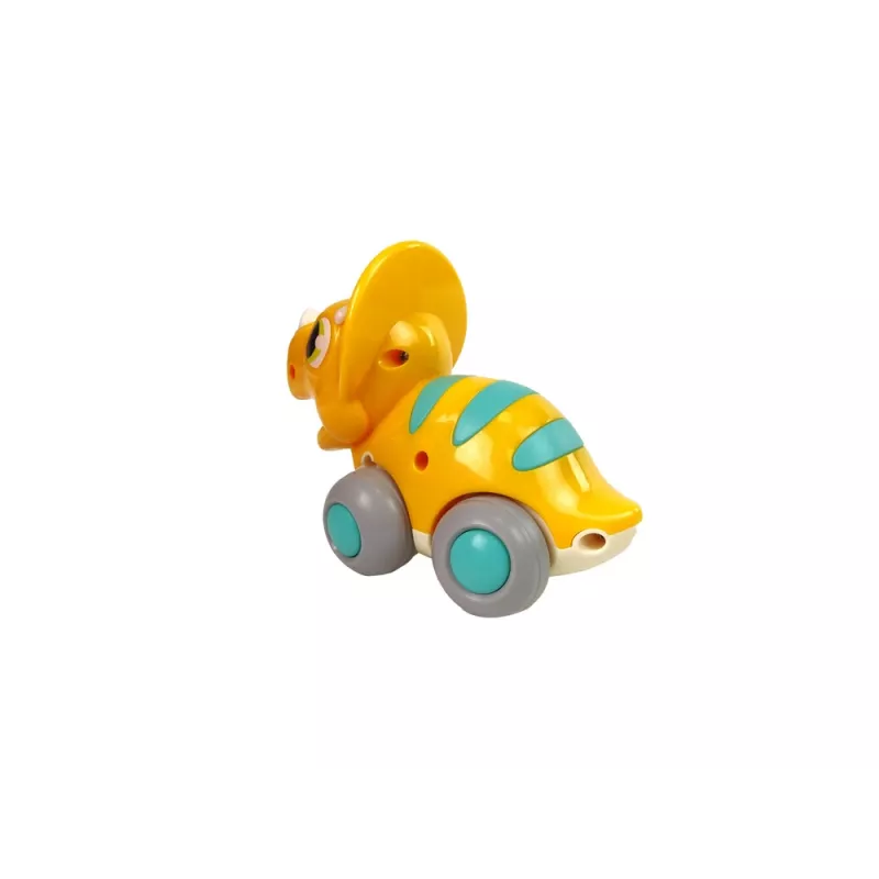 LEAN TOYS dinosaurus pyörillä keltainen Triceratops-figuuri