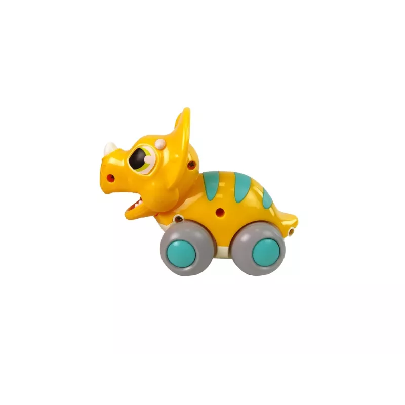LEAN TOYS dinosaurus pyörillä keltainen Triceratops-figuuri