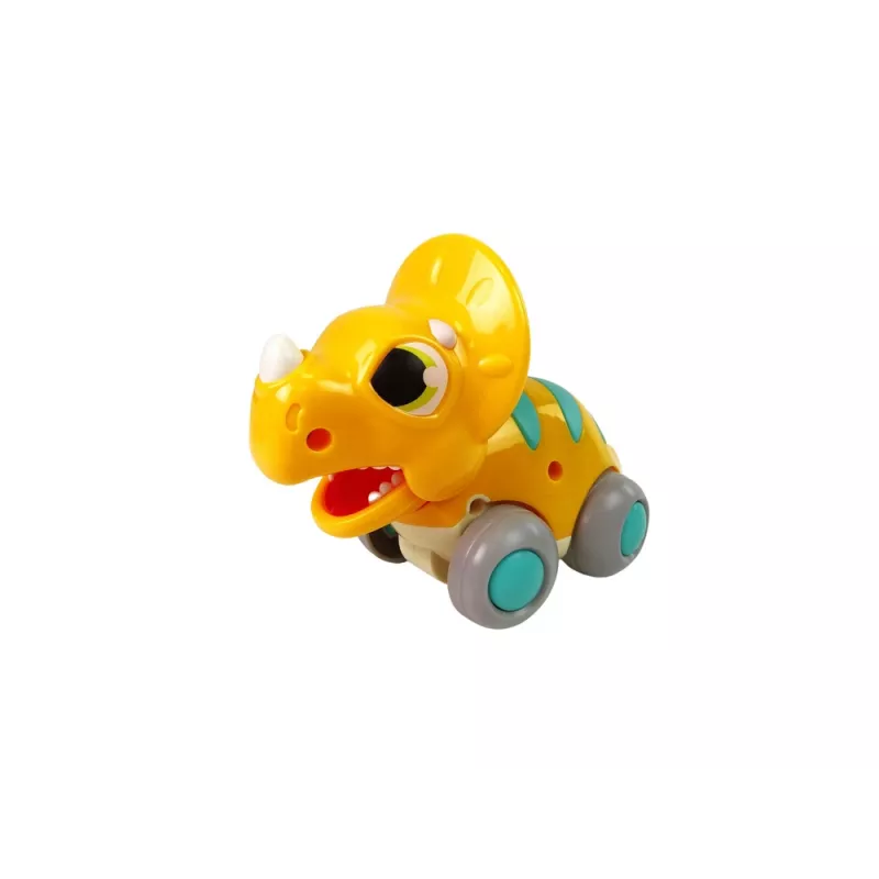 LEAN TOYS dinosaurus pyörillä keltainen Triceratops-figuuri