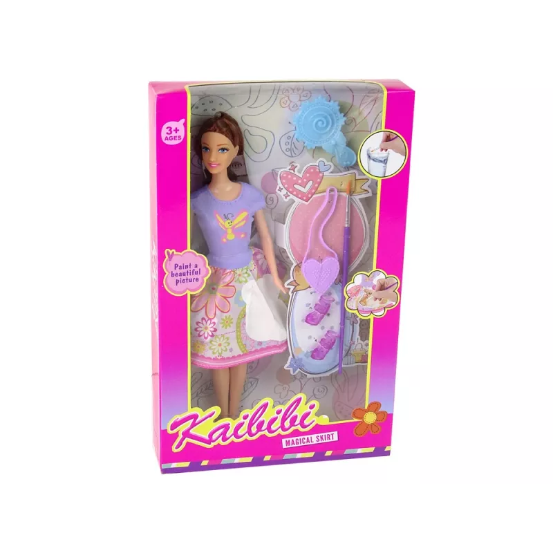 LEAN TOYS nukke pitkillä hiuksilla ja maalausmekolla