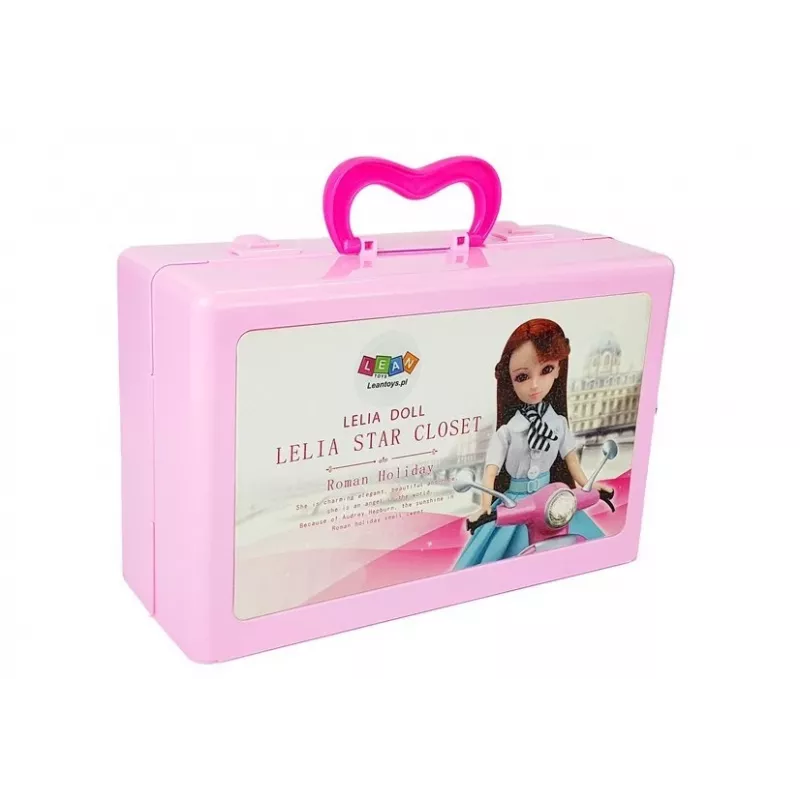 LEAN TOYS nuken mallisarja vaatteilla, vaatteita ja koruja salkussa