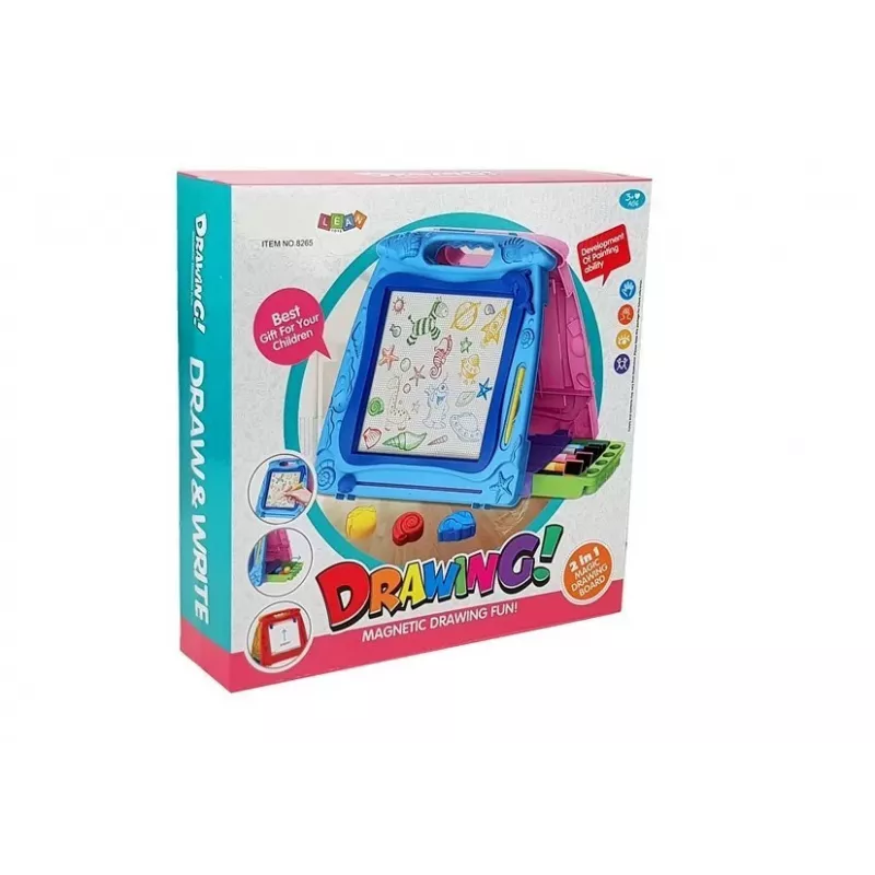 LEAN TOYS kaksipuolinen piirustustaulu tusseilla ja magneeteilla
