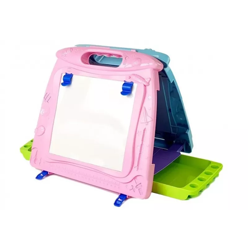 LEAN TOYS kaksipuolinen piirustustaulu tusseilla ja magneeteilla