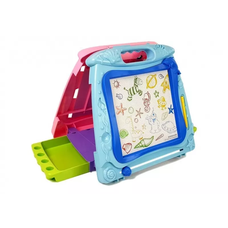 LEAN TOYS kaksipuolinen piirustustaulu tusseilla ja magneeteilla