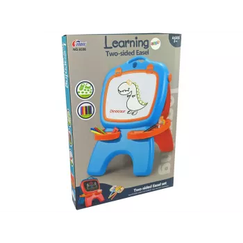 LEAN TOYS kaksipuolinen magneettinen liitutaulu sinisillä ja punaisilla malleilla