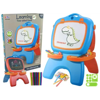 LEAN TOYS kaksipuolinen magneettinen liitutaulu sinisillä ja punaisilla malleilla