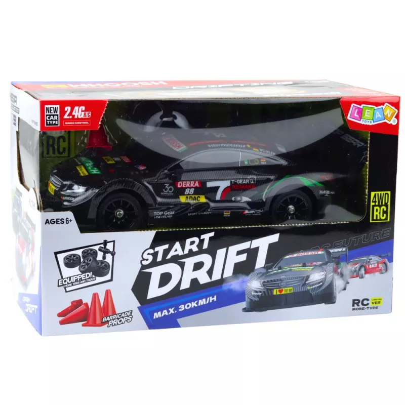 LEAN TOYS Drift Car RC musta carbon 30 km/h 1:16