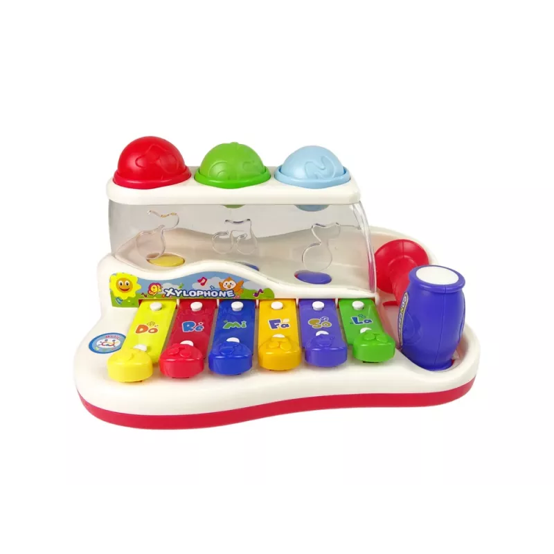 LEAN TOYS opetuksellinen ksylofoni taaperoille vasaralla ja värillisillä palloilla