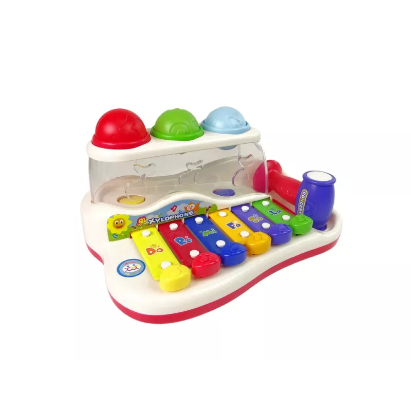 LEAN TOYS opetuksellinen ksylofoni taaperoille vasaralla ja värillisillä palloilla