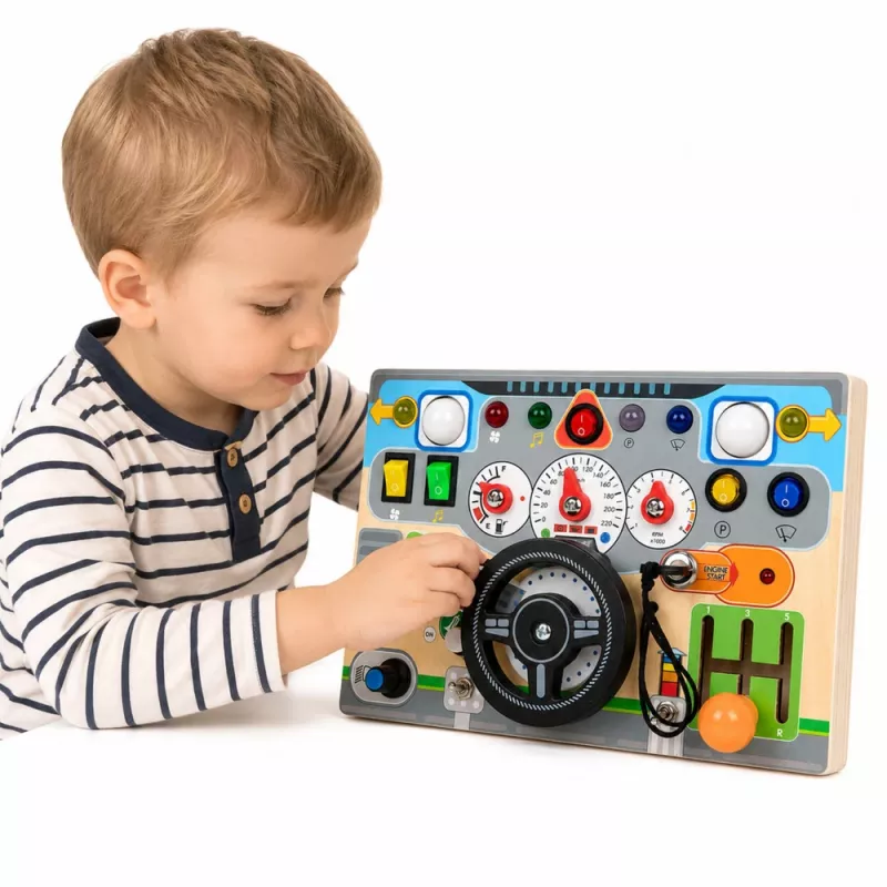 LEAN TOYS opetuksellinen käsittelytaulu simulaattori ohjauspyörä valot äänet
