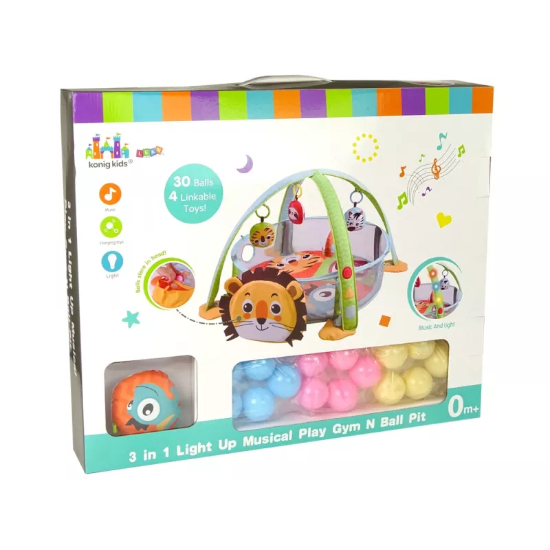 LEAN TOYS oppimismatto leijona leikkikehä palloilla vauvoille