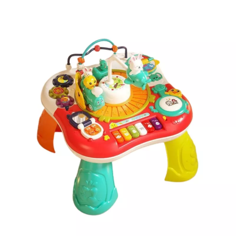 LEAN TOYS oppimispöytä interaktiivinen musiikkipaneeli piano 2 in 1 punainen