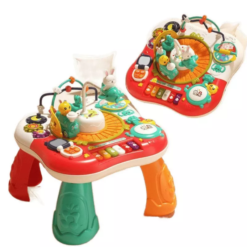 LEAN TOYS oppimispöytä interaktiivinen musiikkipaneeli piano 2 in 1 punainen